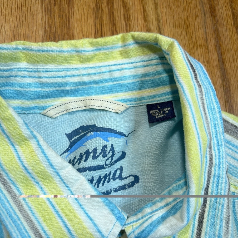 Tommy‎ Bahama Shirt Mens Large Relax 100% Linen Button Up Striped Summer Casual - Picture 4 of 8